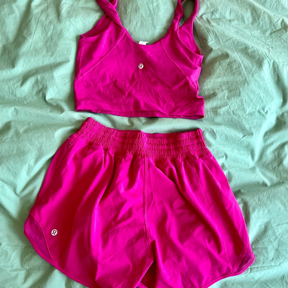Size 4 lululemon athletica Hot Pink align tank and Shorts Set